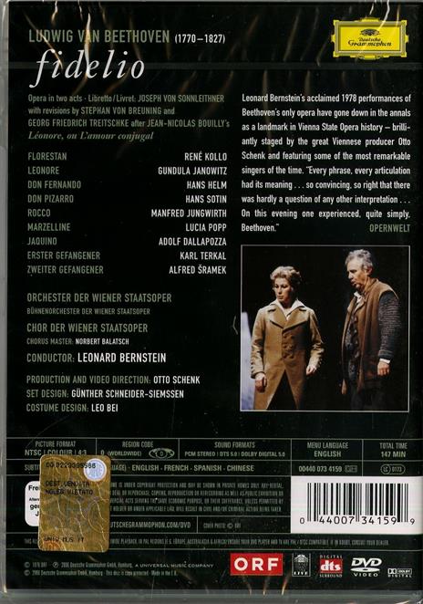 Ludwig van Beethoven. Fidelio (DVD) - DVD di Ludwig van Beethoven,Leonard Bernstein,Gundula Janowitz,René Kollo,Lucia Popp - 2