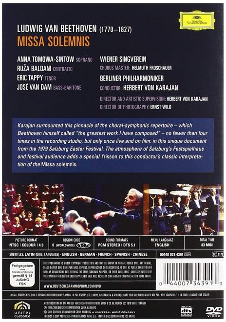 Herbert von Karajan. Beethoven. Missa Solemnis (DVD) - DVD di Ludwig van Beethoven,Herbert Von Karajan,Berliner Philharmoniker - 2
