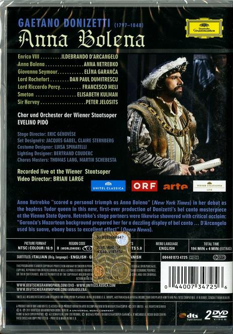 Gaetano Donizetti. Anna Bolena (2 DVD) - DVD di Gaetano Donizetti,Anna Netrebko,Elina Garanca,Ildebrando D'Arcangelo,Francesco Meli - 2