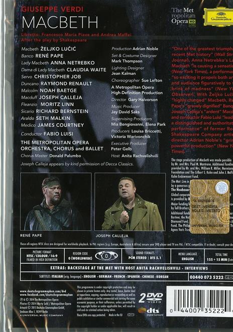 Giuseppe Verdi. Macbeth (2 DVD) - DVD di Giuseppe Verdi,Fabio Luisi - 2