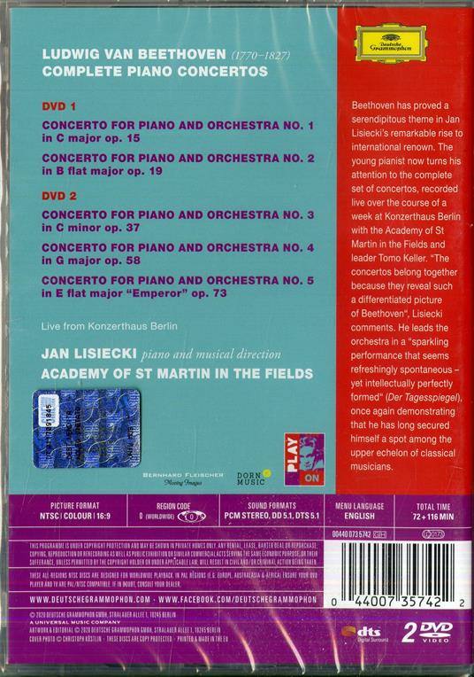 Concerti per pianoforte completi (2 DVD) - DVD di Ludwig van Beethoven,Academy of St. Martin in the Fields,Jan Lisiecki - 2