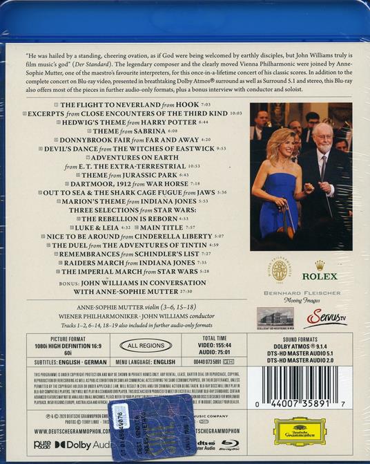 John Williams in Vienna (Blu-ray) - Blu-ray di John Williams,Anne-Sophie Mutter,Wiener Philharmoniker - 2