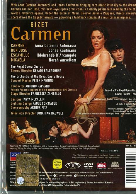 Georges Bizet. Carmen (DVD) - DVD di Georges Bizet,Antonio Pappano,Jonas Kaufmann,Anna Caterina Antonacci - 2