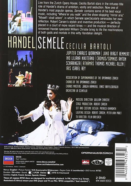 Georg Friedrich Händel. Semele (2 DVD) - DVD di Cecilia Bartoli,Georg Friedrich Händel,William Christie - 2