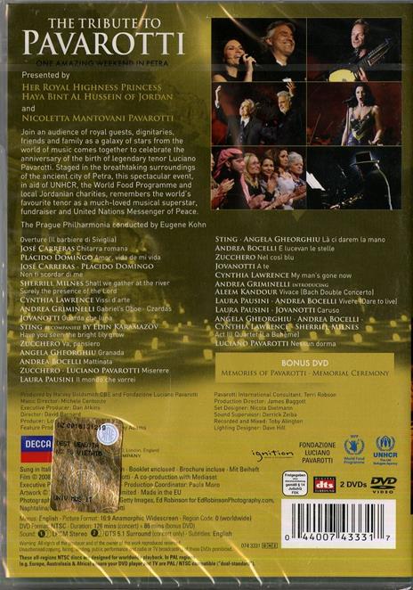 Pavarotti. The Tribute (2 DVD) - DVD di Andrea Bocelli,Laura Pausini,Sting,Zucchero,Placido Domingo,Lorin Maazel - 2
