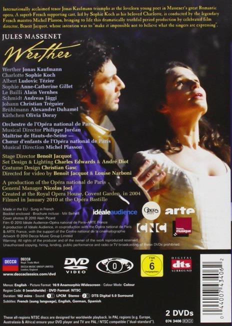 Jules Massenet. Werther (2 DVD) - DVD di Jules Massenet,Jonas Kaufmann,Ludovic Tézier,Sophie Koch - 2