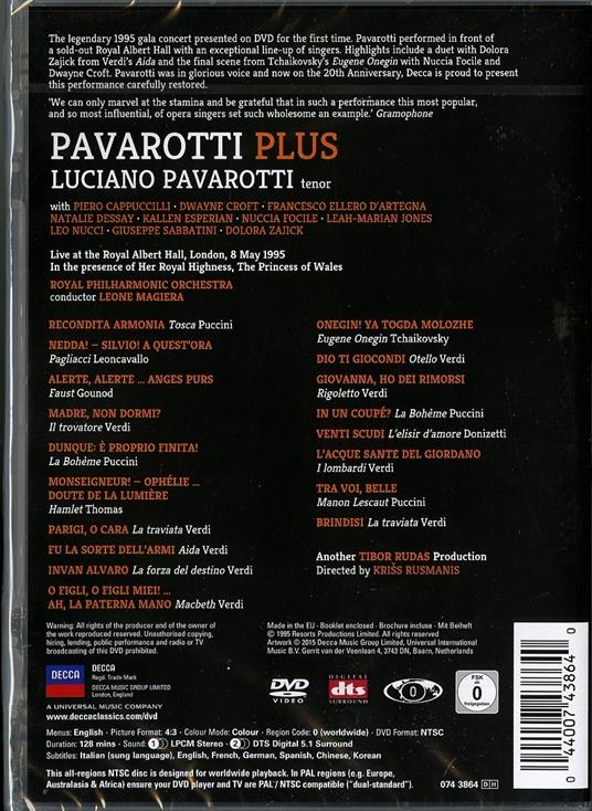 Pavarotti Plus. The Royal Albert Hall (DVD) - DVD di Luciano Pavarotti,Royal Philharmonic Orchestra,Leone Magiera - 2