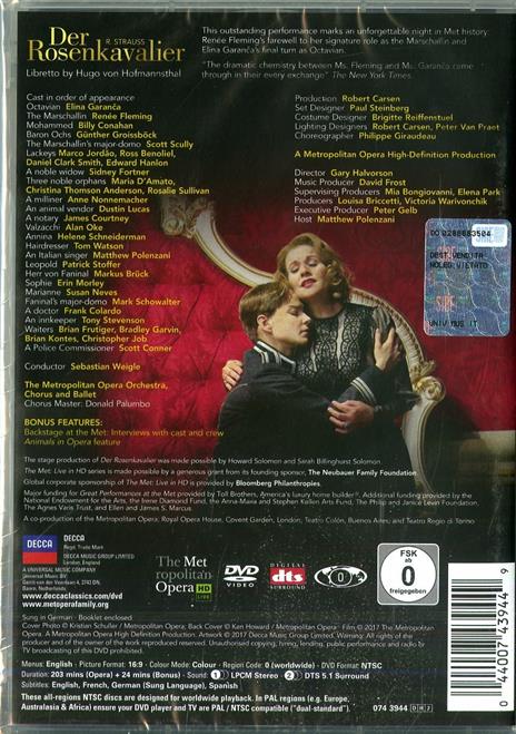Il cavaliere della rosa (2 DVD) - DVD di Richard Strauss,Renée Fleming,Elina Garanca,Sebastian Weigle - 2