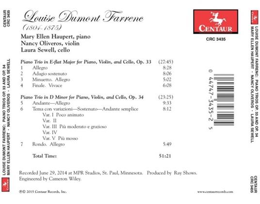 Piano Trios, Op.33 & 34 - CD Audio di Louise Farrenc - 2