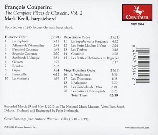 Pièces de Clavecin - CD Audio di François Couperin - 2