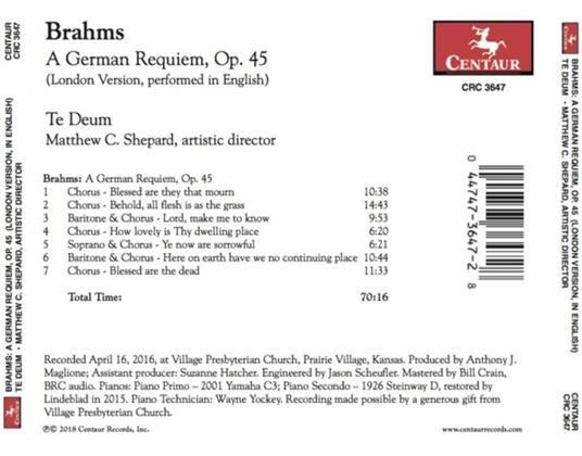 A German Requiem Op.45 (London Version) - CD Audio di Johannes Brahms - 2
