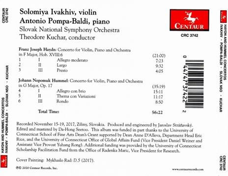 Haydn And Hummel Concertos For Violin, Piano And Orchestra - CD Audio di Solomiya Ivakhiv - 2