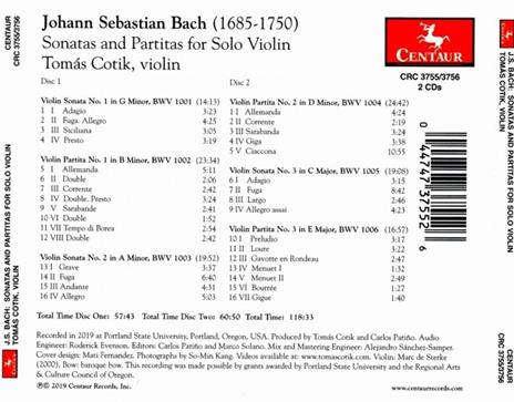 Sonatas And Partitas For Solo Violin - CD Audio di Johann Sebastian Bach,Tomas Cotik - 2