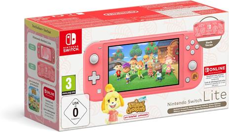 NINTENDO Switch Lite Corallo + Animal Crossing + 12 Mesi NSO