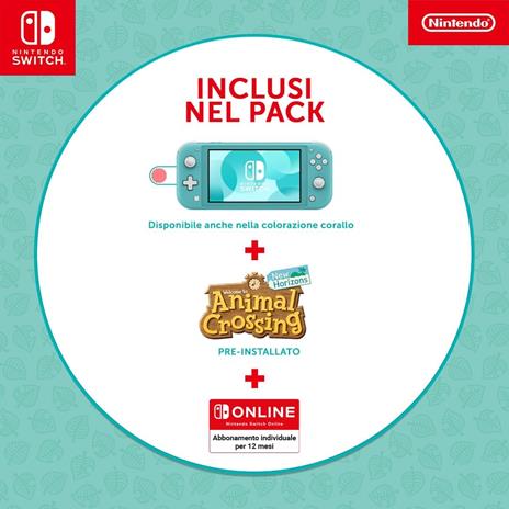 NINTENDO Switch Lite Turchese + Animal Crossing+ 12 Mesi NSO - 2