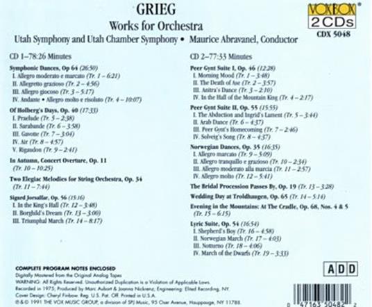 Peer Gynt Suites - Symphonic Dances (2 Cd) - CD Audio di Edvard Grieg - 2