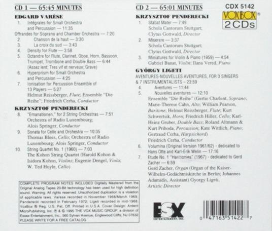 Ionisation: Music Of Ligeti, Penderecki, Varese - CD Audio - 2