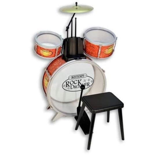 Rock Drummer. Batteria Grancassa con Pedale 2 Tamburi Piatto Metallico con Sgabello. Bontempi (51 4504 ) - 33