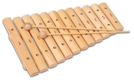 Xilofono a 12 note in legno . 2 bacchette in dotazione
