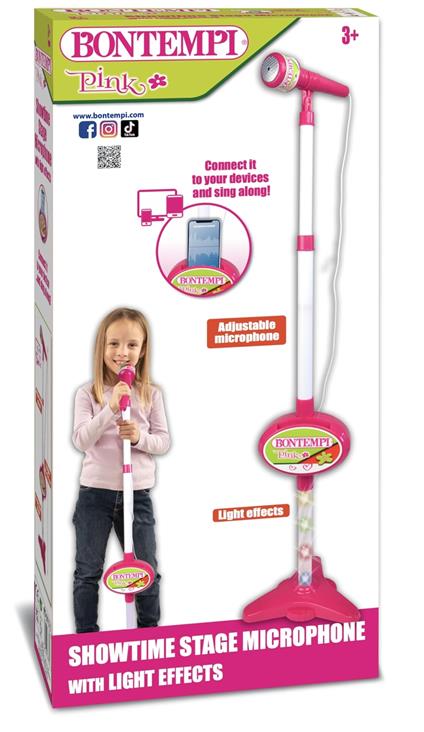 Microfono MP3 con luci e vano per smartphone Pink