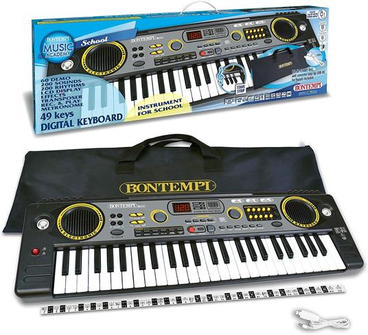 Bontempi Tastiera Digitale 15 4920 con 49 Tasti, Nero