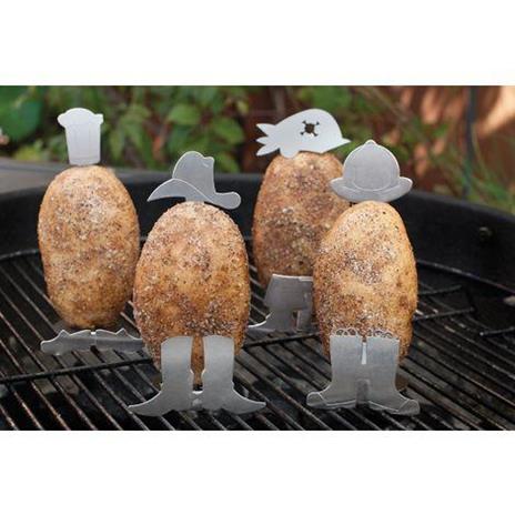 4 Supporti Per Patate People In Acciaio Inox Accessori Per Barbecue