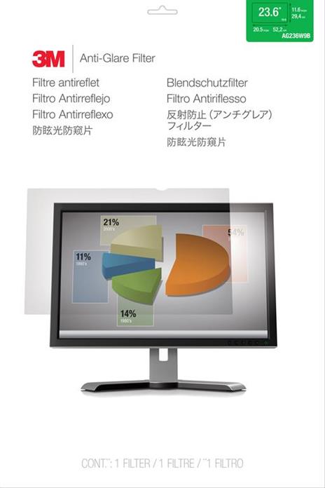 3M Filtro antiriflesso per monitor widescreen da 23,6” - 2