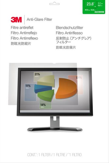 3M Filtro antiriflesso per monitor widescreen da 23,8” - 2