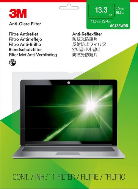 3M Filtro antiriflesso per laptop widescreen da 13,3" - 2