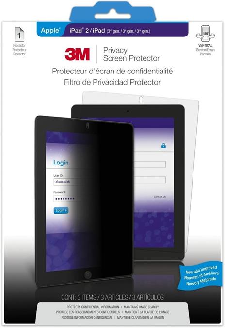 Pellicola protettiva Privacy 3M per iPad2 e iPad3 per uso verticale - 5