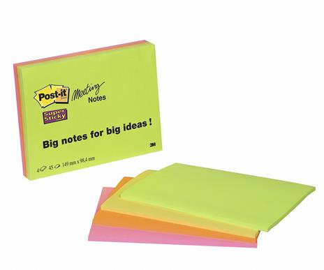 4 Blocchetti Post-it Notes Super Sticky Meeting Notes