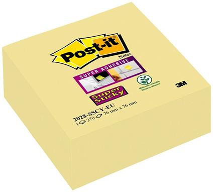 3M Post-it. Cubo 350 Foglietti Post-it. Super Sticky Colore Giallo Canary 76x76mm