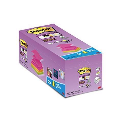 Foglietti Post-it® Super Sticky Z-notes assortiti conf. 14 blocchetti + 2 gratis da 100 ff - R330-SS-VP16-EU