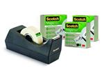 3M Post-it. Dispenser Scotch C38 Nero Ricaricabile + 3 Rotoli Di Nastro Adesivo Scotch Magic 900 A Greener Choice 19mmx33m