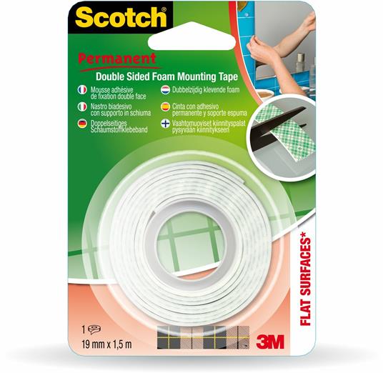 3M Post-it. Nastro Scotch Biadesivo Forte 19mmx1,5m