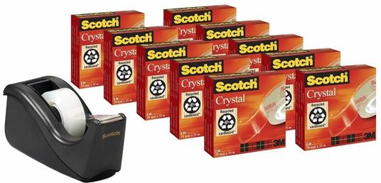 Dispenser C60 per nastro adesivo ScotchÂ® Crystal 600 nero + 10 rotoli 19 mm x 33 m – 6-1933R10TPC