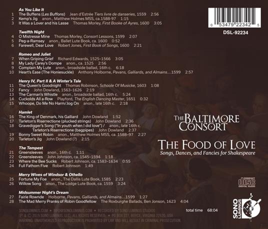 Food Of Love : Songs, Dances And fancies For Shakespeare - CD Audio - 2