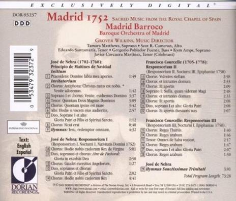 Madrid 1752 - Sacred Music from the Royal Chapel of Spain - CD Audio - 2