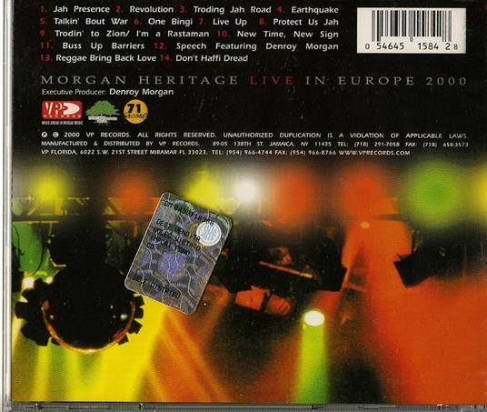 Live in Europe 2000 - CD Audio di Morgan Heritage - 2