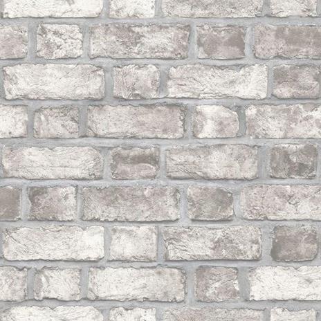 Homestyle Carta da Parati Brick Wall Grigio e Bianco Avorio - 2