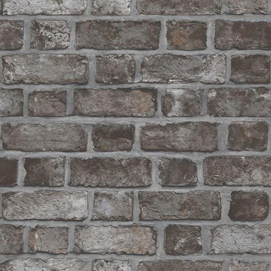Homestyle Carta da Parati Brick Wall Nero e Grigio