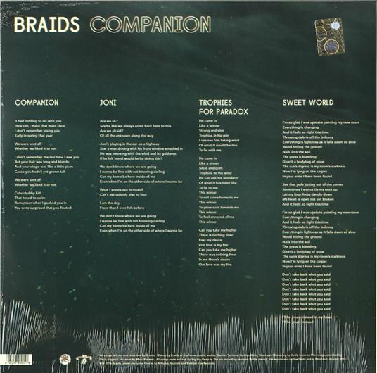 Companion - Vinile 7'' di Braids - 2