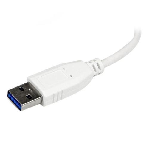 StarTech.com Hub portatile mini USB 3.0 SuperSpeed a 4 porte - Perno e concentratore per Ultrabook USB 3.0 con cavo integrato - Bianco - 3