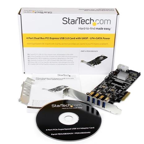 StarTech.com Adattatore scheda SuperSpeed USB 3.0 con 4 porte PCI Express (PCIe) con 2 canali da 5 Gbps dedicati - UASP - Alimentazione SATA/LP4 - 3