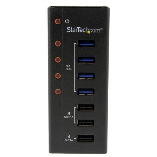 StarTech.com Hub USB 3.0 alimentato a 4 porte con 3 porte di ricarica USB dedicate (2 x 1A e 1 x 2A) - Box esterno in metallo per montaggio a parete - 2