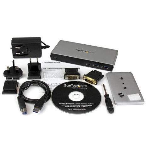 StarTech.com Docking Station Universale per Laptop USB 3.0 per dual-monitor DVI Gigabit Ethernet con adattatori HDMI / VGA - 3