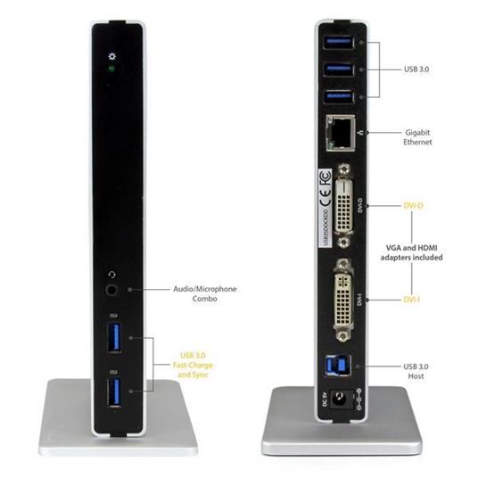 StarTech.com Docking Station Universale per Laptop USB 3.0 per dual-monitor DVI Gigabit Ethernet con adattatori HDMI / VGA - 4