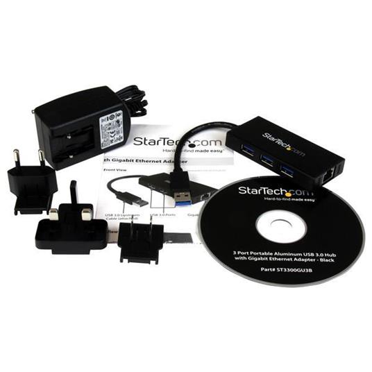 StarTech.com Hub Portatile USB 3.0 con Adattatore NIC Ethernet Gigabit Gbe in alluminio con cavo - UASP - 4