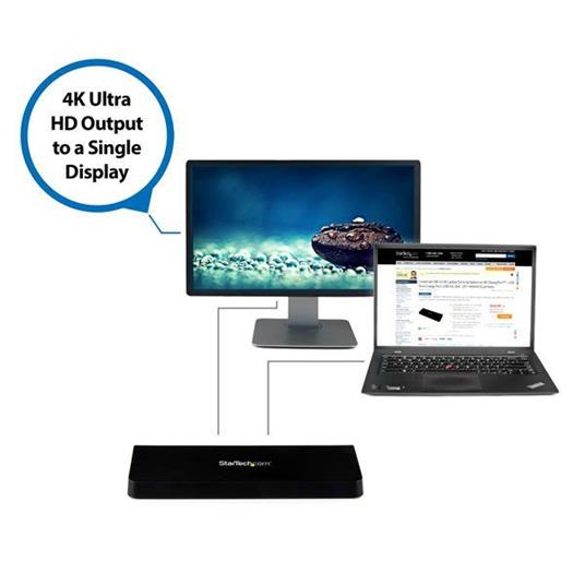 StarTech.com Docking Station Laptop universale USB 3.0 a doppia uscita video 4K DisplayPort / HDMI - Gbe + porta USB a ricarica rapida - 3