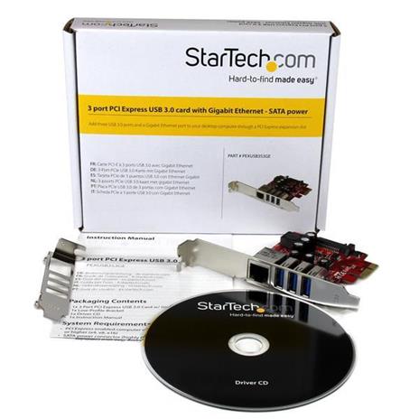 StarTech.com Scheda Espansione PCI Express USB 3.0 a 3 porte con UASP + Gigabit Ethernet - 3